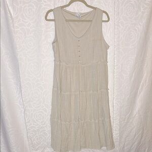 NAÏF oatmeal colored sheath style women’s midi dress. Size Medium.